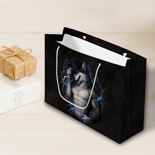 No More Mr Nice Guy Funny Alpha Wolf Meme Brainrot ラージペーパーバッグ