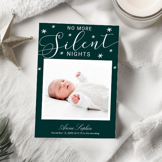 No More Nights 静か Christmas Birth Announcement シーズンカード