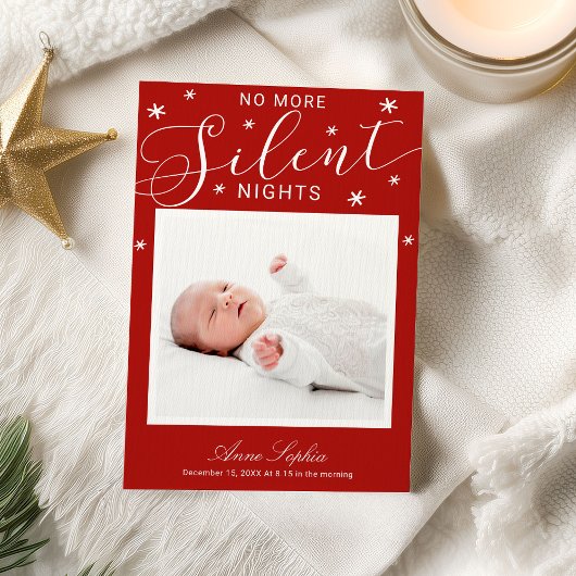 No More Nights 静か Christmas Birth Announcement シーズンカード