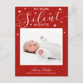 No More Nights 静か Christmas Birth Announcement シーズンポストカード (正面)