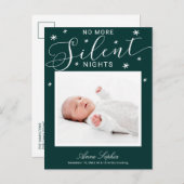 No More Nights 静か Christmas Birth Announcement シーズンポストカード (正面/裏面)