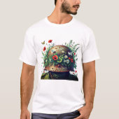 No More War: Peace Helmet Floral Design Tシャツ (正面)