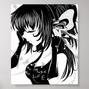 No Music No Life Anime Girl ポスター