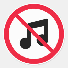 No Music Red Circle記号 |ラウンドスクラシックティッカー ラウンドシール