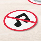 No Music Red Circle記号 |丸カスタムコースター ラウンドペーパーコースター (アングル)