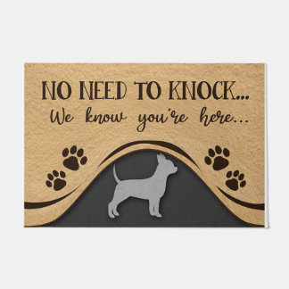 No Need To Knock Mat, Funny Chihuahua Design ドアマット