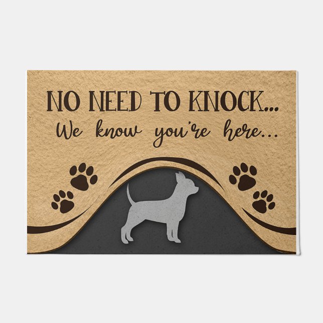 No Need To Knock Mat, Funny Chihuahua Design ドアマット (正面)