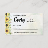 No. No. Corks Sunflowersブライダルシャワーゲームカード プレイスカード (正面)