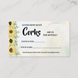 No. No. Corks Sunflowersブライダルシャワーゲームカード プレイスカード