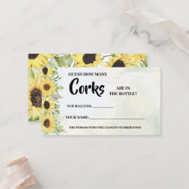 No. No. Corks Sunflowersブライダルシャワーゲームカード プレイスカード