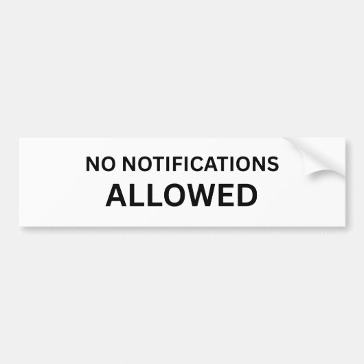 No Notifications Allowed Minimalist Technical バンパーステッカー (正面)