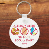 No Nuts Egg or Dairy Allergy Alert Keychain キーホルダー (正面)