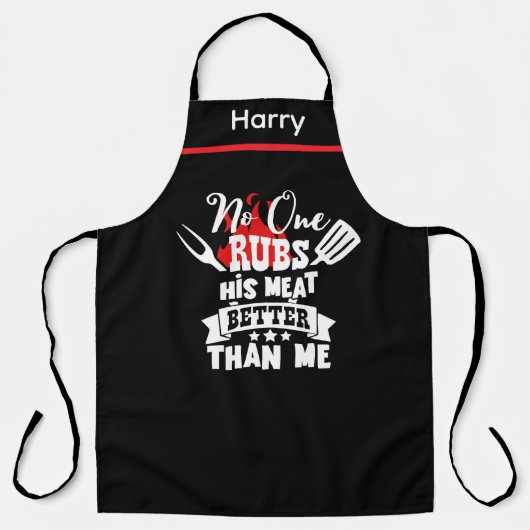 No One Rubs His Meat Better Funny BBQ Grill Gift エプロン (正面)