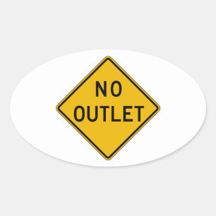 No Outlet、トラフィック警告標識（米国） 楕円形シール