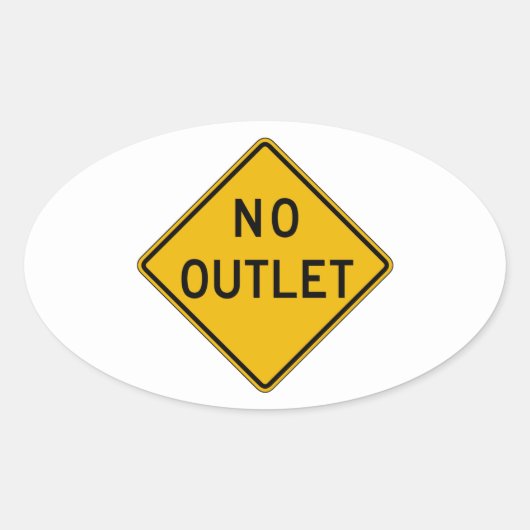 No Outlet、トラフィック警告標識(米国) 楕円形シール (正面)