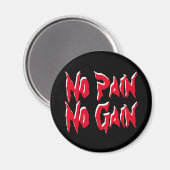 No Pain No Gainトレーニングフィットネス引用文レッドブラック マグネット (正面/裏面)