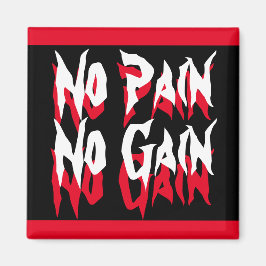 No Pain No Gain引用文フィットネス赤白黒 マグネット