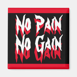 No Pain No Gain引用文フィットネス赤白黒 マグネット