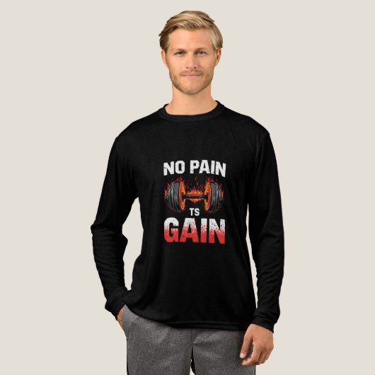 No Pain No Gain やる気を起こさせる Gym Tシャツ (正面全体)