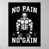 No Pain, No Gain – ジムトレーニング やる気を起こさせる ポスター (正面)