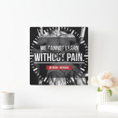 NO PAIN NO GAIN -トレーニング やる気を起こさせる スクエア壁時計 (ホーム)