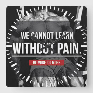 NO PAIN NO GAIN -トレーニング やる気を起こさせる スクエア壁時計