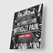 NO PAIN NO GAIN -トレーニング やる気を起こさせる スクエア壁時計 (傾斜)