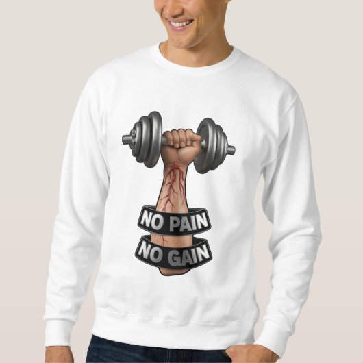 NO PAIN NO GAIN - ハードコアジムモチベーションデザイン スウェットシャツ (正面)
