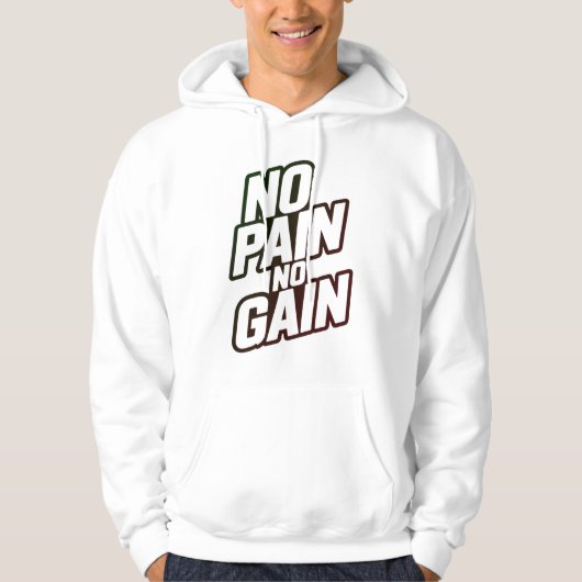 No Pain No Gain パーカー – モチベーションアップのジムワークアウト パーカ (正面)
