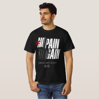 No Pain No Gain 太字 モチベーショナルTシャツ Tシャツ