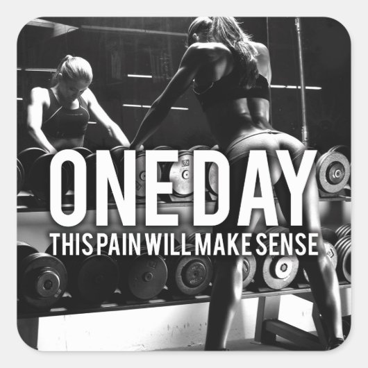 NO PAIN No Gain – 女性トレーニング やる気を起こさせる スクエアシール (正面)