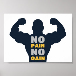 No Pain No Gain Bodybuilderジムやる気を起こさせる引用文 ポスター