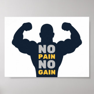 No Pain No Gain Bodybuilderジムやる気を起こさせる引用文 ポスター