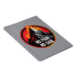 No Pain No Gain Burning Mountain Motivational Spir ノートブック