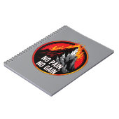 No Pain No Gain Burning Mountain Motivational Spir ノートブック (左側)