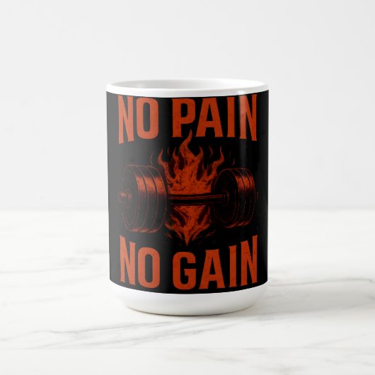 No Pain No Gain – Classic Gym Motivation コーヒーマグカップ (中央)