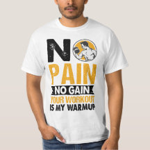 No Pain No Gain Gymトレーニング引用文メンズTシャツ