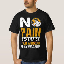 No Pain No Gain Gymトレーニング引用文メンズTシャツ