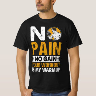 No Pain No Gain Gymトレーニング引用文メンズTシャツ Tシャツ