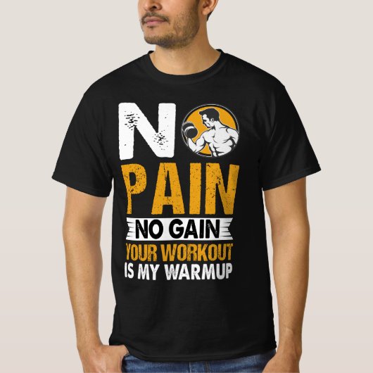 No Pain No Gain Gymトレーニング引用文メンズTシャツ Tシャツ (正面)