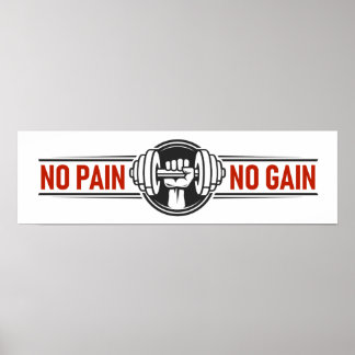 No Pain No Gain | Gym Fitness Motivational Quote ポスター