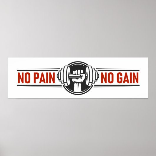 No Pain No Gain | Gym Fitness Motivational Quote ポスター (正面)