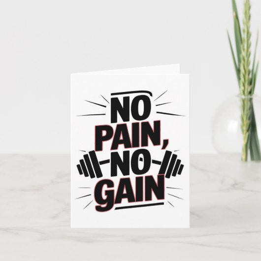 No Pain No Gain Gym Motivation Bodybuilding Quotes カード (正面)