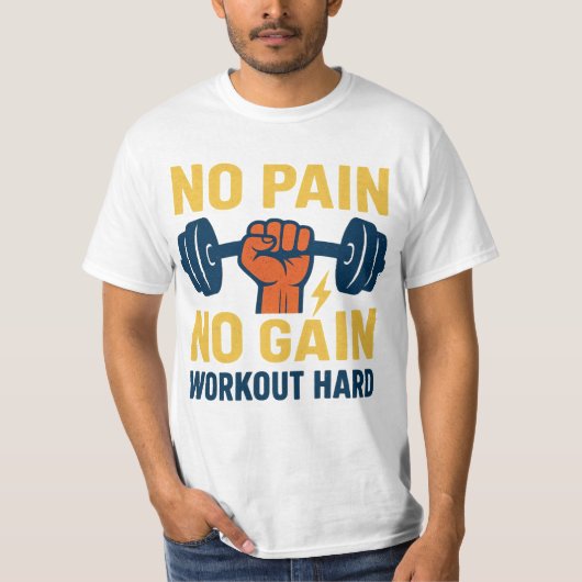 No Pain No Gain – Motivational Fitness Design Tシャツ (正面)