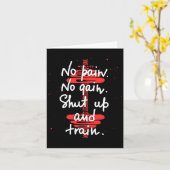 No Pain No Gain Motivational Gym Humor Tee Weightl カード (黄色い花)