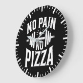 No Pain, No Pizza – ジムおもしろいトレーニング ラージ壁時計 (傾斜)