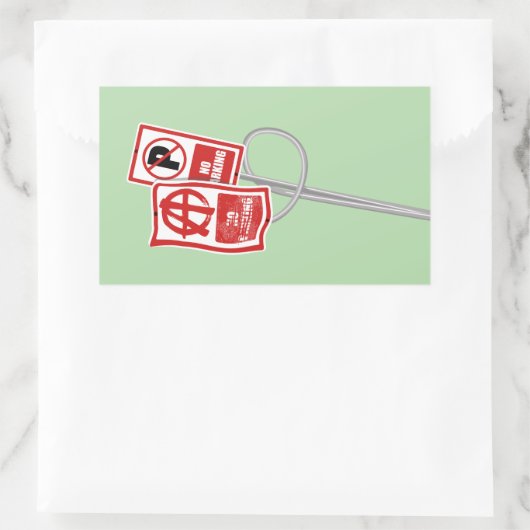 No parking anarchy sign 長方形シール (バッグ)