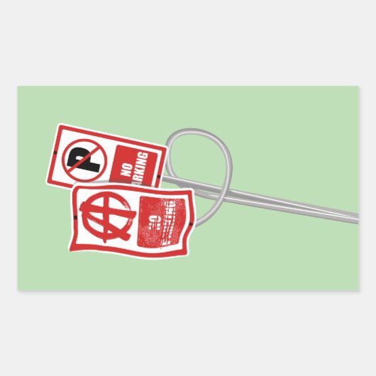 No parking anarchy sign 長方形シール (正面)