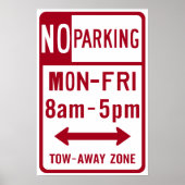 No Parking M-F 8-5 Road Sign ポスター (正面)
