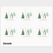 No Peek Water Colorクリスマスツリー ラウンドシール (シート)